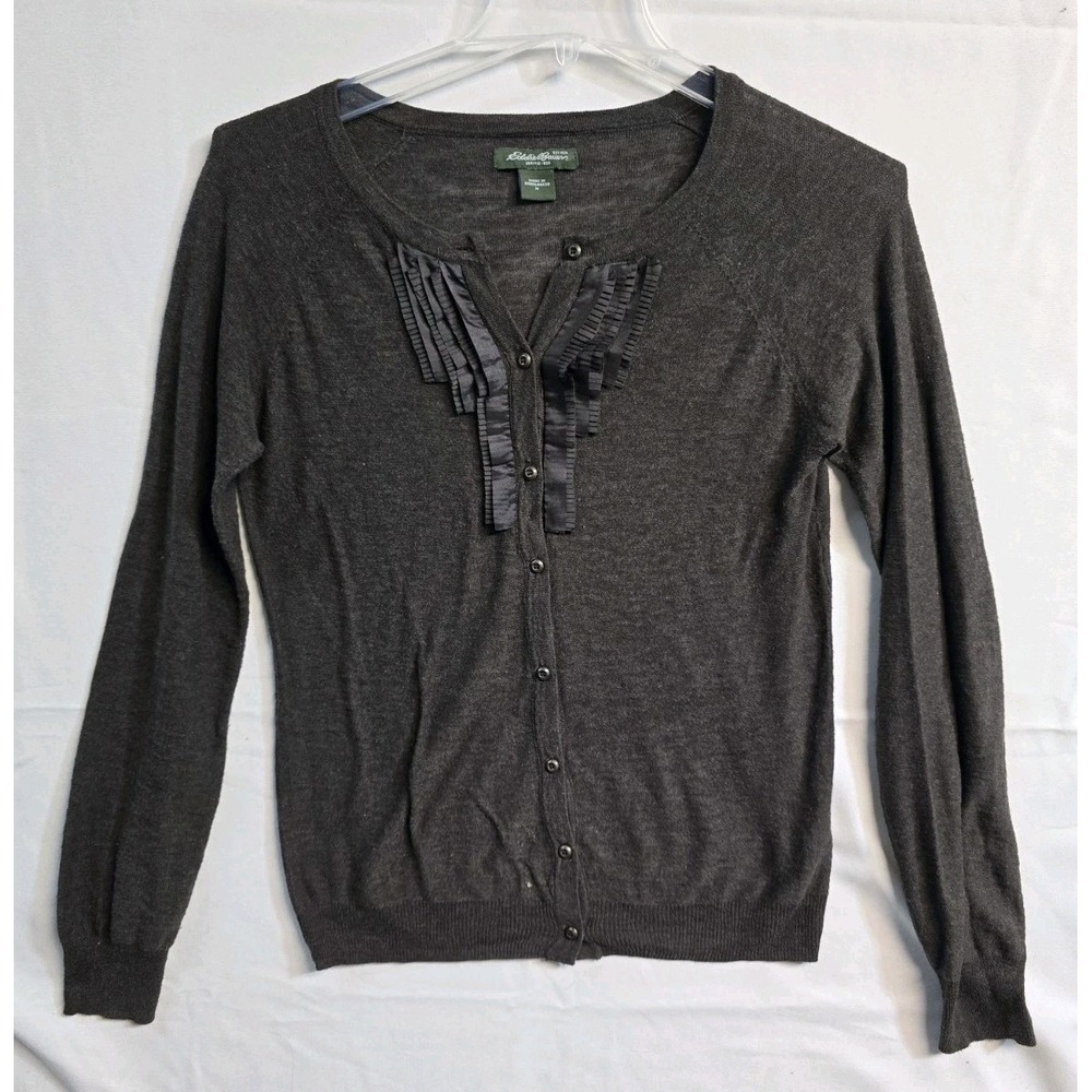 Eddie Bauer Womens Sweater Cardigan Medium Brown Lightweight Button Down